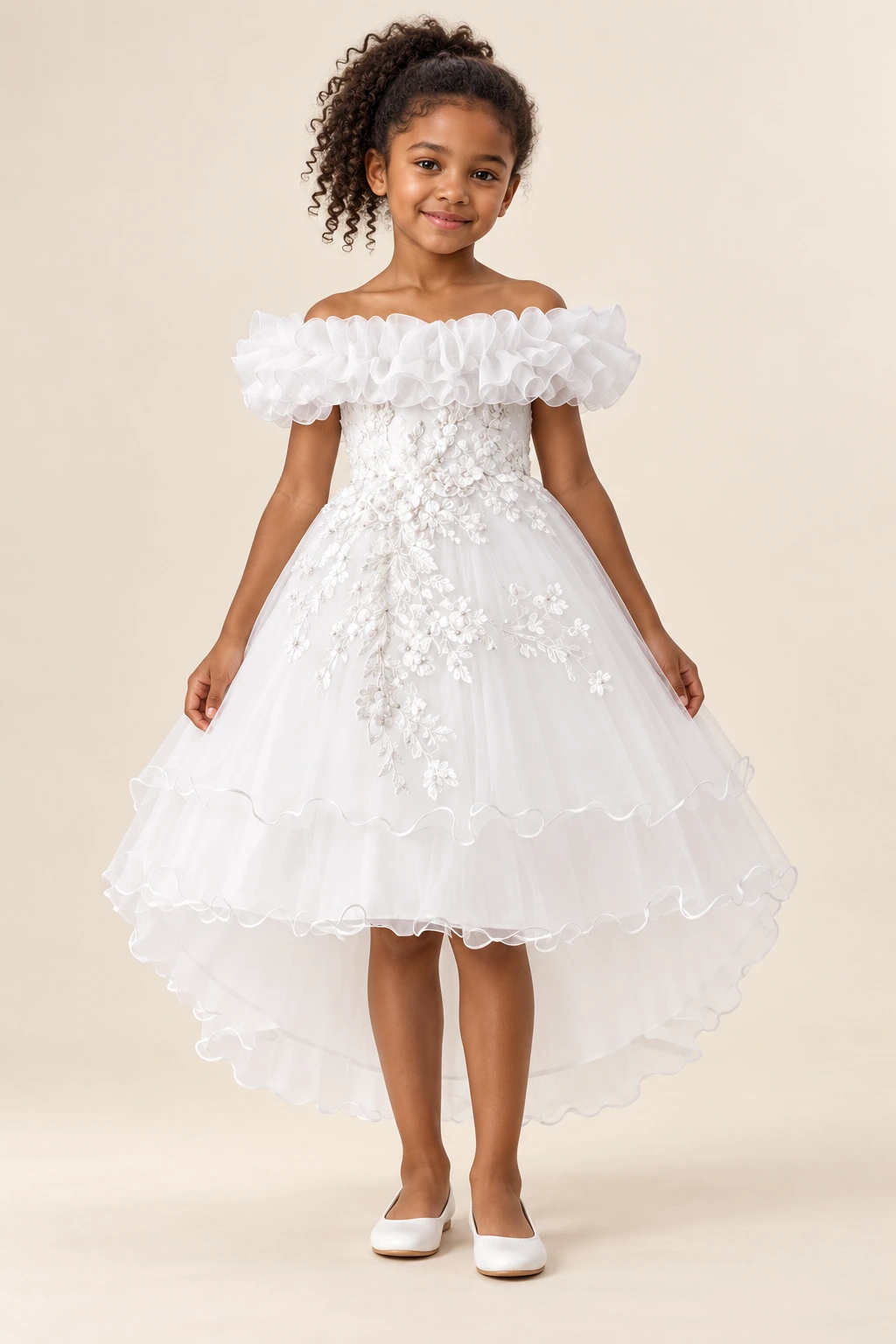 Robe demoiselle d’honneur fillette Marguerite, blanc : robe portée par une fillette