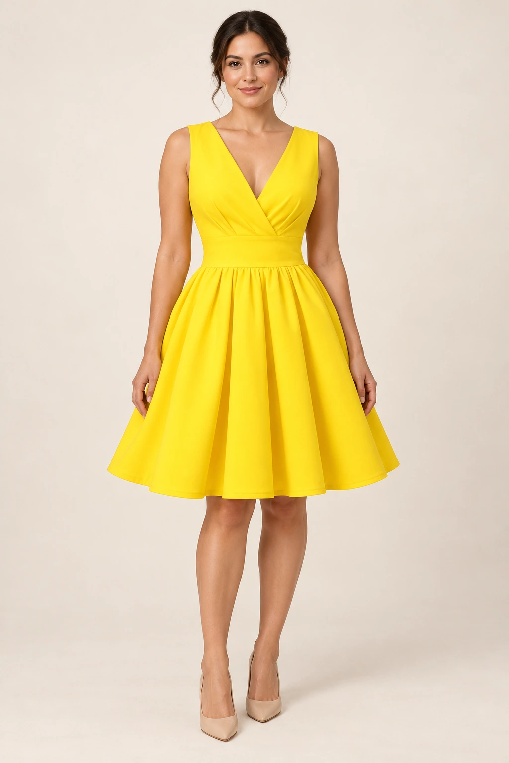 Robe demoiselle d’honneur pour mariage civil Jonquille, jaune doux : robe portée par une femme adulte