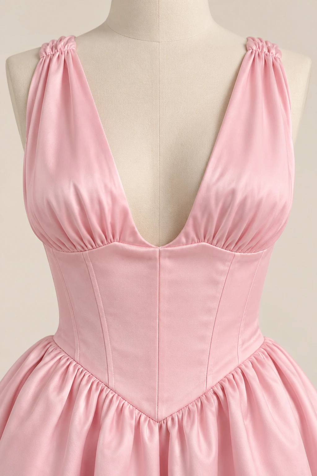 Robe demoiselle d’honneur rose Éline, rose pâle : détail du buste