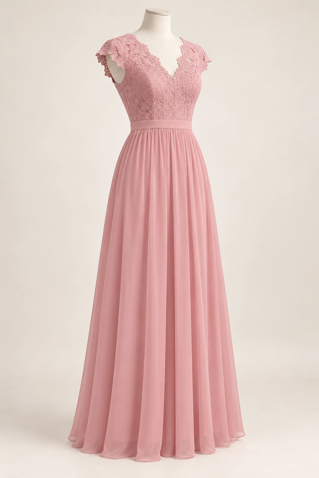 Robe demoiselle d’honneur rose Rosalie, rose poudré : vue de trois quarts
