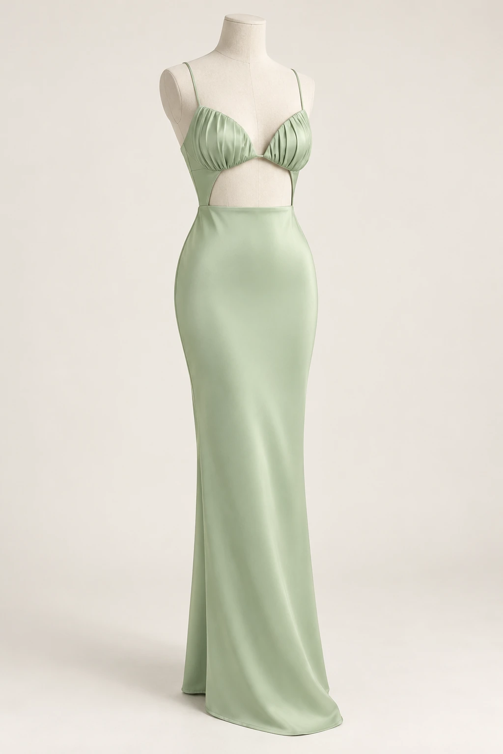 Robe demoiselle d’honneur vert sauge Amande, vert sauge clair : vue de trois quarts